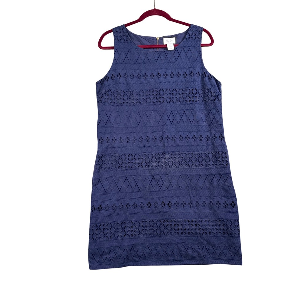 Heyton Prairie Coquette Cottagecore Navy Eyelet Sleeveless Mini Dress‎ 10